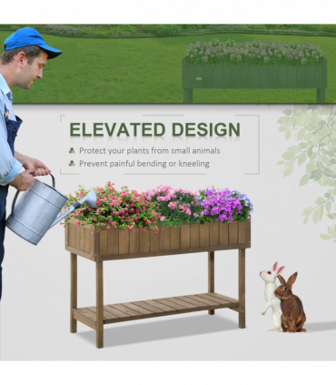 Wooden Raised Bed Container Garden Plant Stand 8 Boxes 110x46x76cm Brown