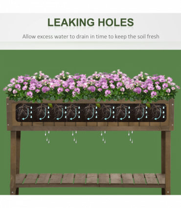 Wooden Raised Bed Container Garden Plant Stand 8 Boxes 110x46x76cm Brown