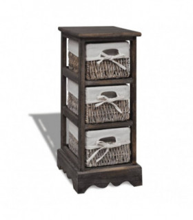 Wooden Storage Rack 3 Weaving Baskets Brown