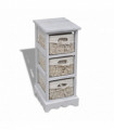 Wooden Storage Rack 3 Weaving Baskets White