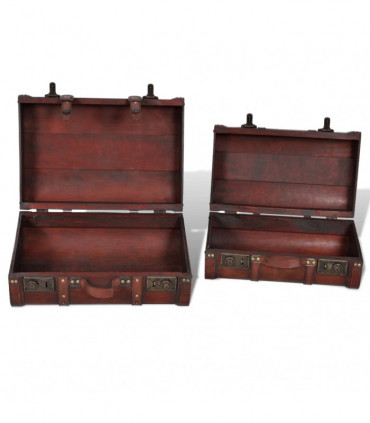 Wooden Treasure Chest 2 pcs Vintage Brown
