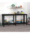 Work Bench Black 180x50x80 cm Solid Wood Pine