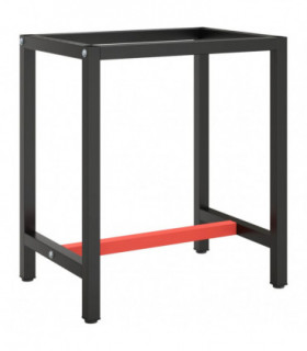 Work Bench Frame Matte Black and Matte Red 70x50x79 cm Metal