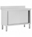 Work Table with Sliding Doors 120x50x(95-97) cm Stainless Steel