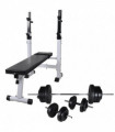 Workout Bench with Weight Rack, Barbell and Dumbbell Set 60.5kg