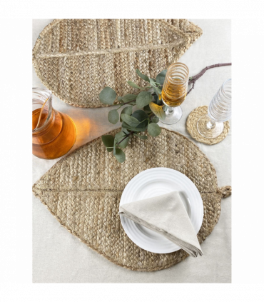 Wye Jute Leaf Shape 50x34cm Natural Placemat