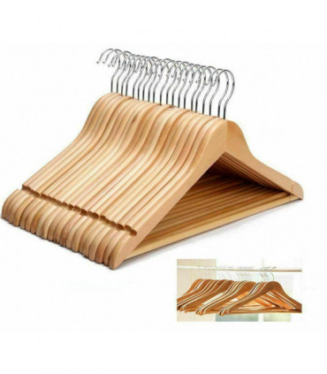X20 WOODEN COAT HANGERS SUIT GARMENT CLOTHES