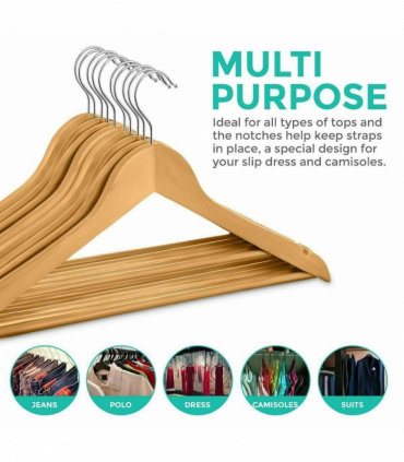 X20 WOODEN COAT HANGERS SUIT GARMENT CLOTHES