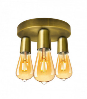 Yellow Brass Vintage Ceiling Light 3 Way Ceiling E27 Lamp Base Semi Flush Ceiling Lamp