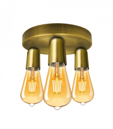 Yellow Brass Vintage Ceiling Light 3 Way Ceiling E27 Lamp Base Semi Flush Ceiling Lamp
