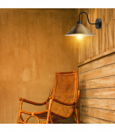 Yellow Brass Wall Light Fixture,Black Wall Sconce E27 Base Socket Screw Type Wall Mounted Swan Neck Cone Shape Shade