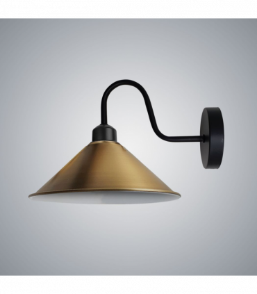 Yellow Brass Wall Light Fixture,Black Wall Sconce E27 Base Socket Screw Type Wall Mounted Swan Neck Cone Shape Shade