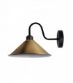 Yellow Brass Wall Light Fixture,Black Wall Sconce E27 Base Socket Screw Type Wall Mounted Swan Neck Cone Shape Shade