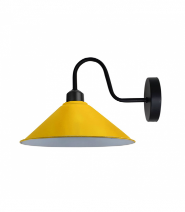 Yellow Vintage Wall Light Fixture, Black Wall Sconce E27 Base Socket Screw Wall Mounted Swan Neck Shape Shade