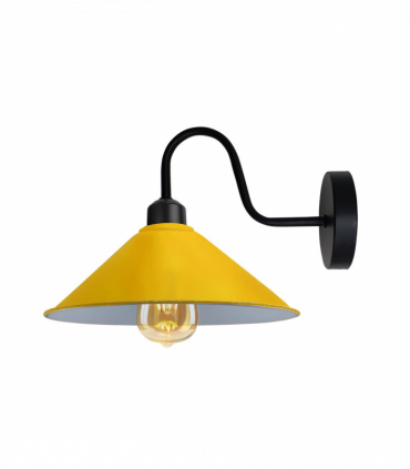 Yellow Vintage Wall Light Fixture, Black Wall Sconce E27 Base Socket Screw Wall Mounted Swan Neck Shape Shade