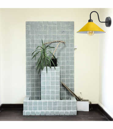 Yellow Vintage Wall Light Fixture,Black Wall Sconce E27 Base Socket Screw Wall Mounted Swan Neck Cone Shape Shade