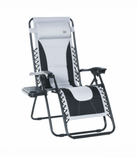 Zero Gravity Folding Recliner, Cup Holder, Adjustable Light Grey