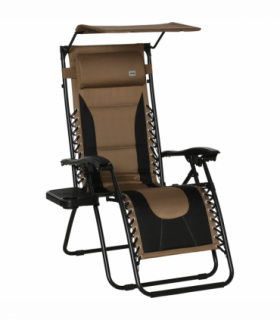 Zero Gravity Lounger Chair, Reclining Patio Chair Shade Cover, Brown