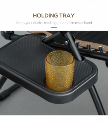 Zero Gravity Lounger Chair, Reclining Patio Chair Shade Cover, Brown