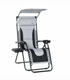 Zero Gravity Lounger Chair, Shade Cover, Cup Holder Headrest Grey