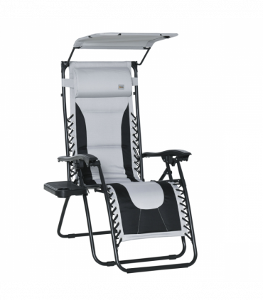 Zero Gravity Lounger Chair, Shade Cover, Cup Holder Headrest Grey