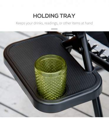 Zero Gravity Lounger Chair, Shade Cover, Cup Holder Headrest Grey