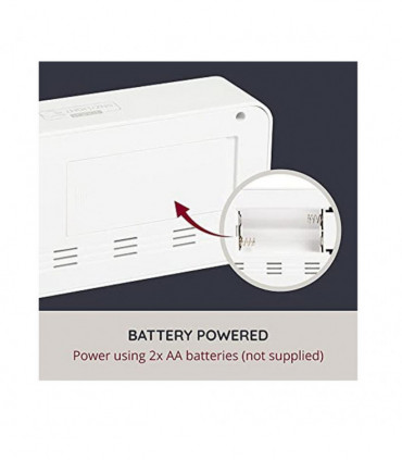 i-Star Portable White Alarm Clock with Temperature and Humidity- 90081PI