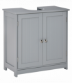 kleankin 60x60cm Under-Sink Storage Cabinet  Adjustable Shelf Drain Hole Grey