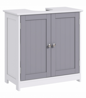 kleankin 60x60cm Under-Sink Storage Cabinet w/ Adjustable Shelf Grey White