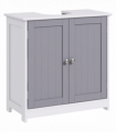 kleankin 60x60cm Under-Sink Storage Cabinet w/ Adjustable Shelf Grey White