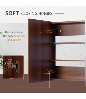 kleankin 63Wx60H cm Double Door Wall-Mount Bathroom Mirrored Cabinet Medicine