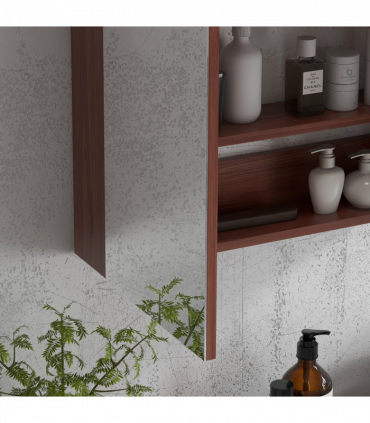 kleankin 63Wx60H cm Double Door Wall-Mount Bathroom Mirrored Cabinet Medicine