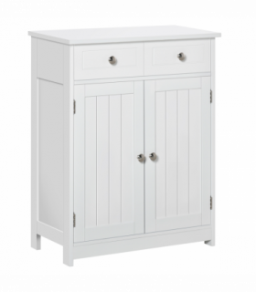 kleankin Bathroom Floor Storage Cabinet w/ 2 Drawers Door Cupboard White