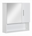 kleankin Bathroom Mirror Cabinet Wall Mount Storage Organizer w/ Door, White