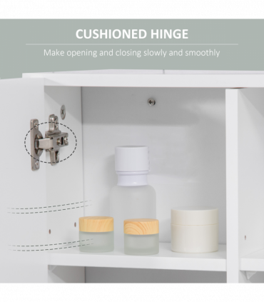 kleankin Bathroom Mirror Cabinet Wall Mount Storage Organizer w/ Door, White