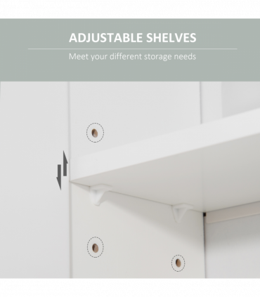 kleankin Bathroom Mirror Cabinet Wall Mount Storage Organizer w/ Door, White