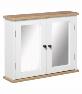 kleankin Bathroom Mirror Cabinet Wall Mounted Storage Cupboard W/ Double Door