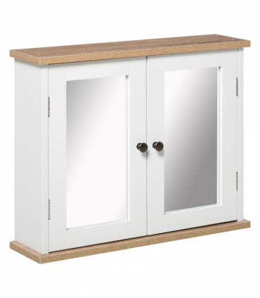 kleankin Bathroom Mirror Cabinet Wall Mounted Storage Cupboard W/ Double Door