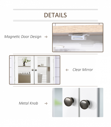 kleankin Bathroom Mirror Cabinet Wall Mounted Storage Cupboard W/ Double Door