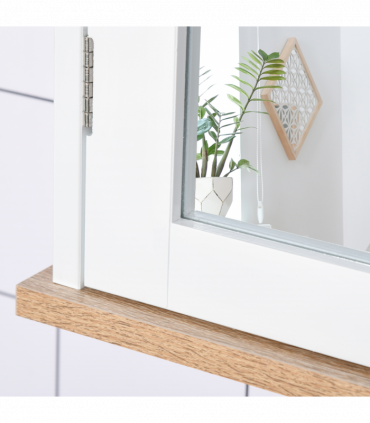 kleankin Bathroom Mirror Cabinet Wall Mounted Storage Cupboard W/ Double Door