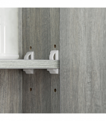 kleankin Bathroom Mirror Cabinet, Wall Mounted 3 Doors and Cupboards, Grey