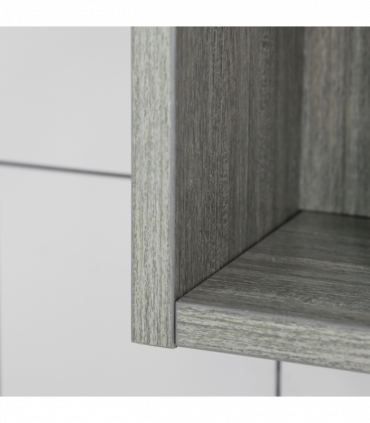 kleankin Bathroom Mirror Cabinet, Wall Mounted 3 Doors and Cupboards, Grey