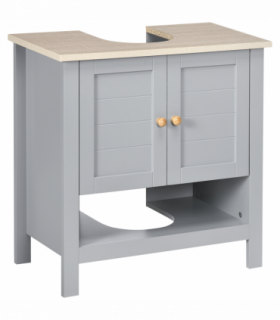 kleankin Bathroom Pedestal Under Sink Cabinet with Storage Shelf Double Door