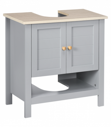 kleankin Bathroom Pedestal Under Sink Cabinet with Storage Shelf Double Door