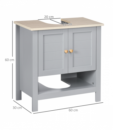 kleankin Bathroom Pedestal Under Sink Cabinet with Storage Shelf Double Door