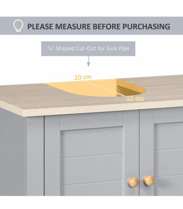 kleankin Bathroom Pedestal Under Sink Cabinet with Storage Shelf Double Door