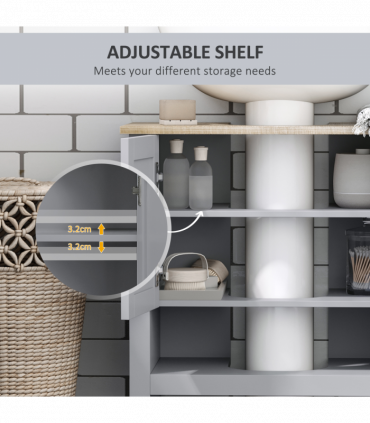 kleankin Bathroom Pedestal Under Sink Cabinet with Storage Shelf Double Door