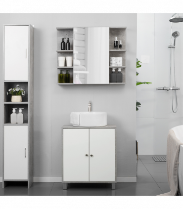 kleankin Bathroom Pedestal Under Sink Cabinet with Storage Shelf Double Door