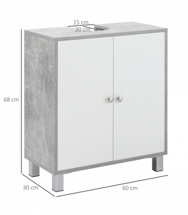 kleankin Bathroom Pedestal Under Sink Cabinet with Storage Shelf Double Door