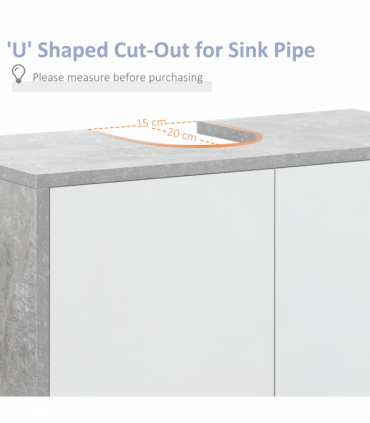 kleankin Bathroom Pedestal Under Sink Cabinet with Storage Shelf Double Door